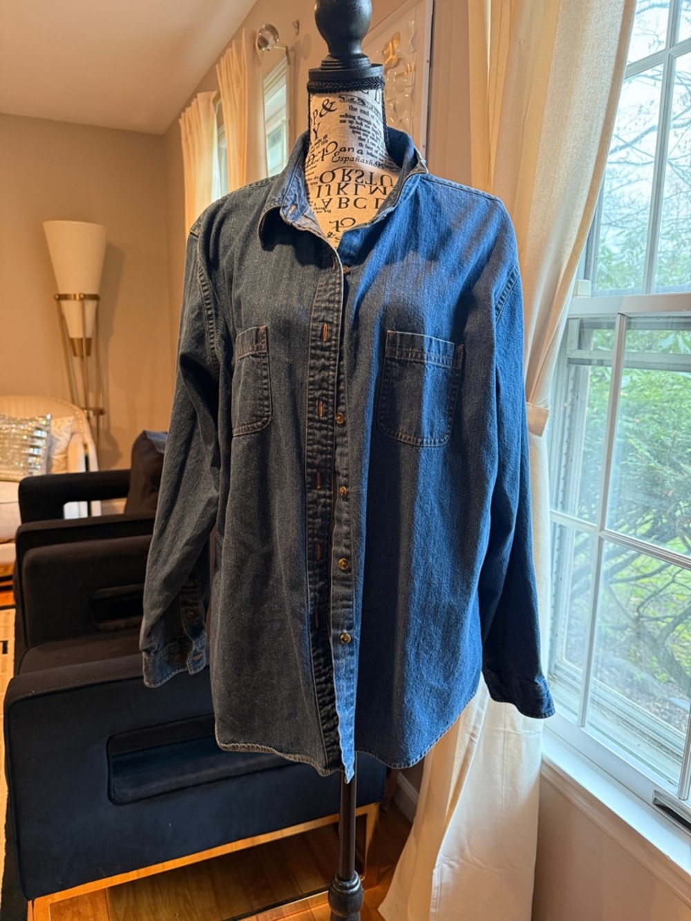 L.L. Bean Dark Blue Denim Button-Up Shirt